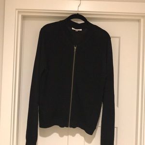 CAbi black bomber zip-up sweater